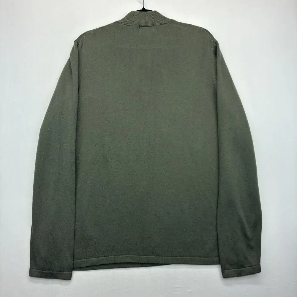 Ariat Men’s Large 1/4 Zip Sweater Olive Green Cotton Modal Western Pullover